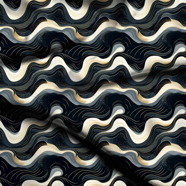 midnight black abstract digital print fabric texture — medium scale closeup