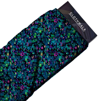 teal geometric fabric detail — matte finish digital print closeup