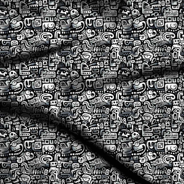 black other digital print fabric texture — medium scale closeup