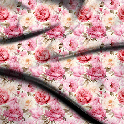 dusty rose floral digital print fabric texture — large scale closeup