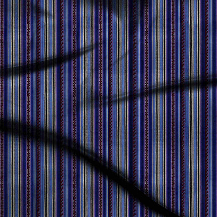 cobalt blue stripes digital print fabric texture — fine scale closeup