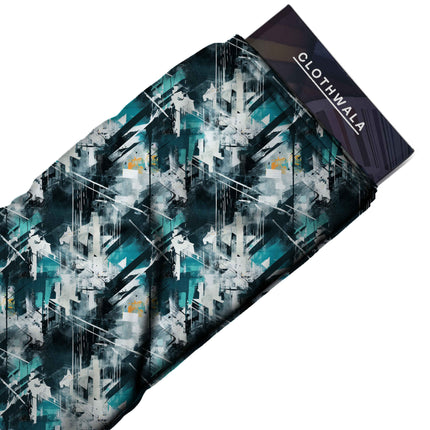 teal abstract fabric detail — textured finish digital print closeup
