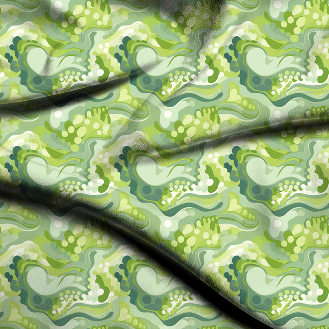 lime green abstract print fabric draped — maxi dress styling