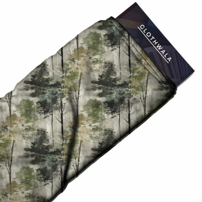 Forest Green Floral Digital Print Fabric | Destination Wedding | Dark botanical couture | Poly Spandex Print - Image 2