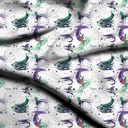viridian green animal digital print fabric texture — medium scale closeup