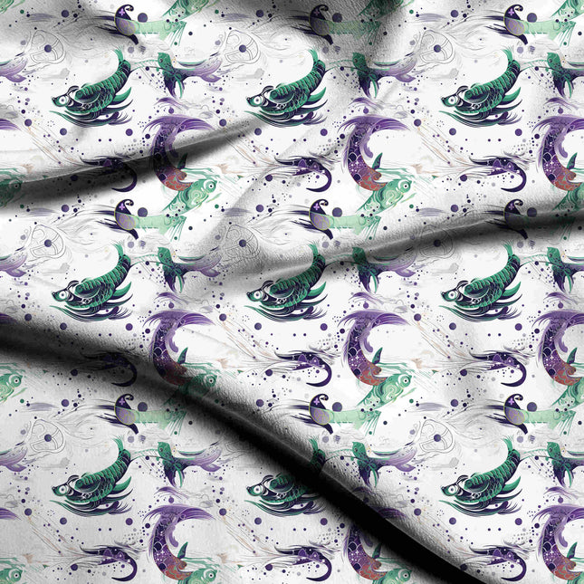 viridian green animal digital print fabric texture — medium scale closeup