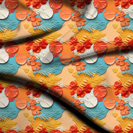 burnt sienna floral fabric detail — embossed finish digital print closeup