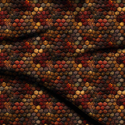 burnt sienna geometric digital print fabric texture — medium scale closeup