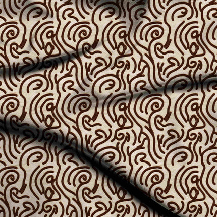 espresso brown abstract digital print fabric texture — medium scale closeup