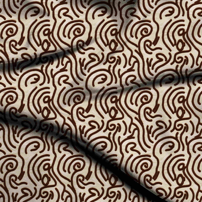 espresso brown abstract digital print fabric texture — medium scale closeup