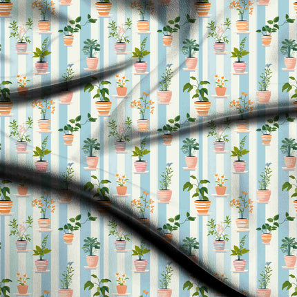 sky blue floral digital print fabric texture — medium scale closeup
