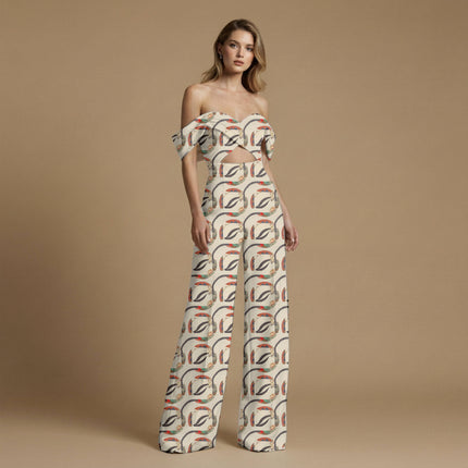 ivory cream ethnic all-over print pattern — large scale repeat layout