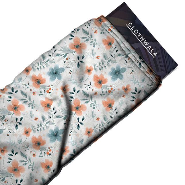 peach nectar floral print fabric draped — kurta set styling