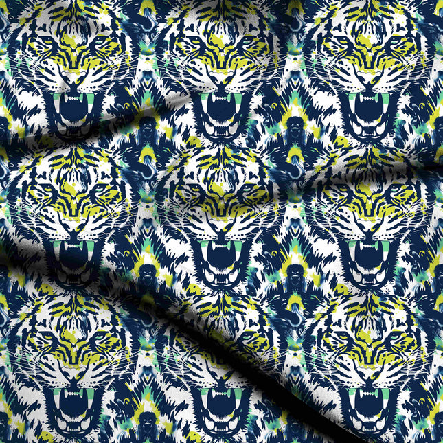 navy blue animal digital print fabric texture — large scale closeup