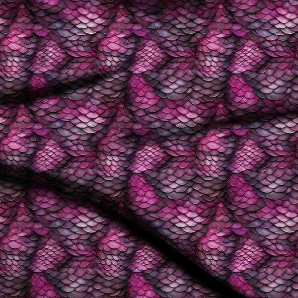 Plum Magenta Textured 3D Reptilian Dragon Scale Print Fabric