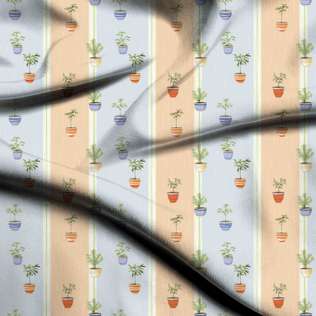 Dusty Blue Floral Digital Print Fabric | Kurti Kaftan Dress | Casual Wear | Cottagecore | Poly Chiffon Print - 1772