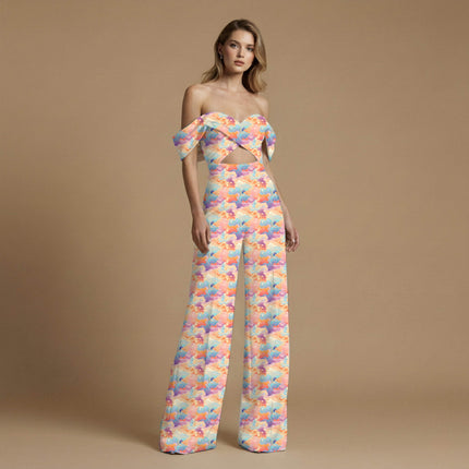 sky blue floral all-over print pattern — medium scale repeat layout