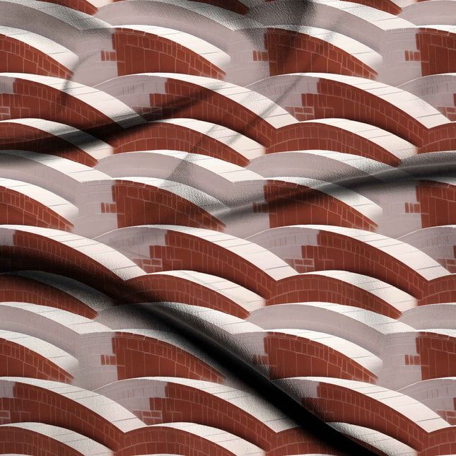burnt sienna geometric digital print fabric texture — large scale closeup