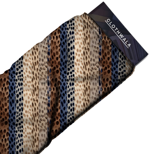 dusty blue animal print fabric draped — saree styling