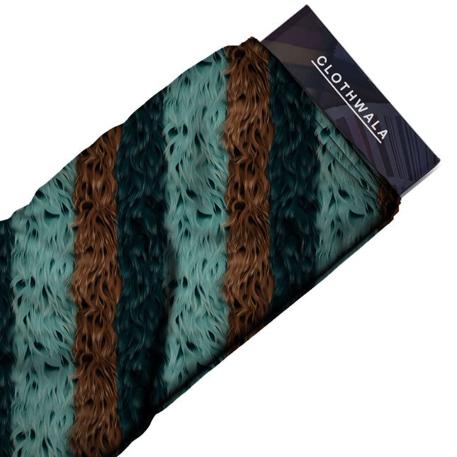 teal blue stripes print fabric draped — statement jacket styling