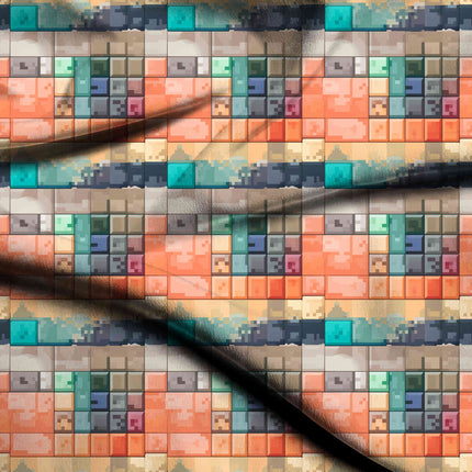 burnt sienna geometric all-over print pattern — large scale repeat layout