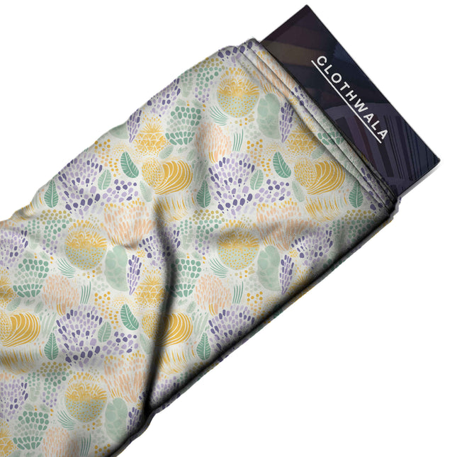 daffodil yellow abstract print fabric draped — kids frock styling