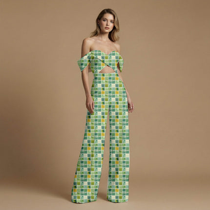 sage green geometric all-over print pattern — medium scale repeat layout