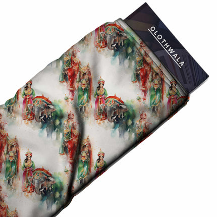 forest green ethnic all-over print pattern — large scale repeat layout