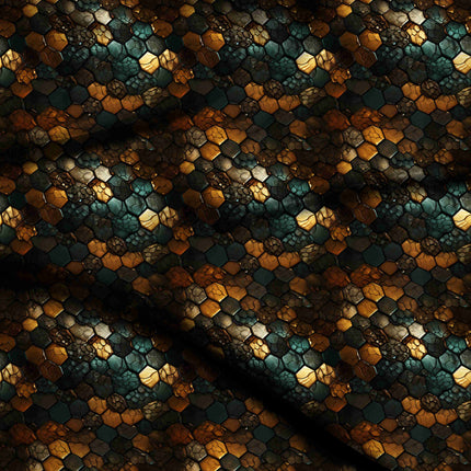 dark teal geometric digital print fabric texture — medium scale closeup
