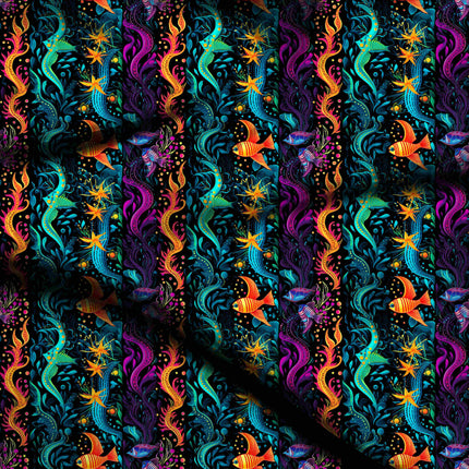 electric purple tropical digital print fabric texture — medium scale closeup