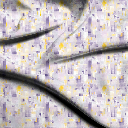 lavender mist geometric print fabric draped — palazzo suit styling
