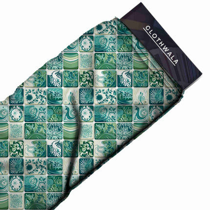 emerald green floral print fabric draped — maxi dress styling