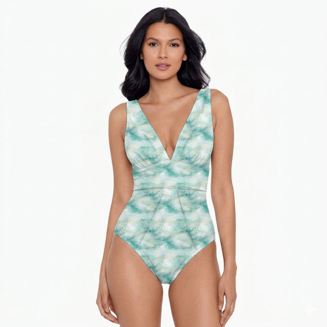 Aqua Abstract Digital Print Fabric for Kaftan | pastel garden party - Image 2