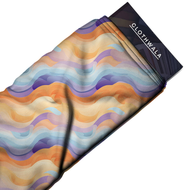 apricot orange abstract print fabric draped — kaftan styling