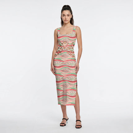 Coral Pink Abstract Digital Print Fabric for Dress | Eid Collection - Image 8