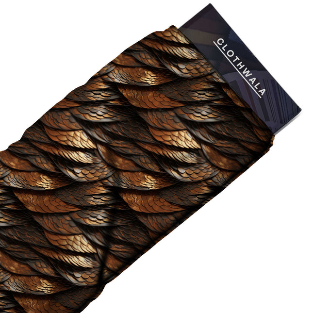 burnt sienna animal print fabric draped — lehenga styling