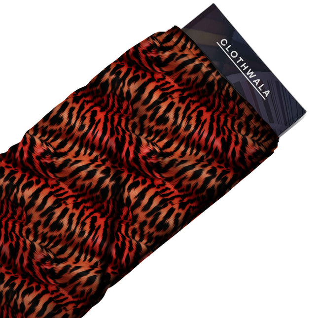 scarlet red animal print fabric draped — kurti styling