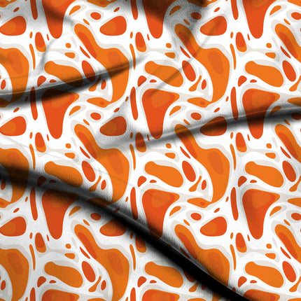 tangerine orange abstract digital print fabric texture — medium scale closeup