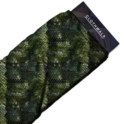 forest green animal fabric detail — glossy finish digital print closeup