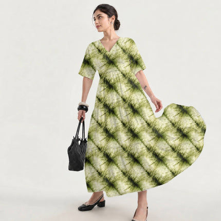 Lime Green Ethnic Digital Print Fabric for Anarkali | Whimsical Ethnic Wear - Image 7