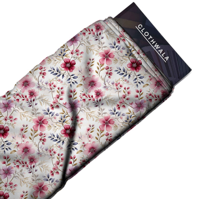 dusty rose floral print fabric draped — anarkali styling