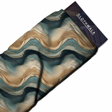 deep teal abstract all-over print pattern — large scale repeat layout