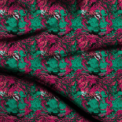 forest green abstract digital print fabric texture — large scale closeup