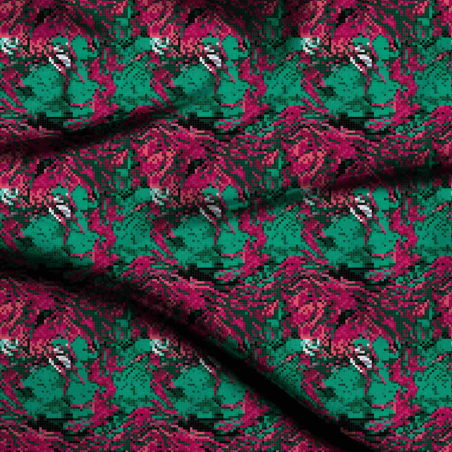 forest green abstract digital print fabric texture — large scale closeup