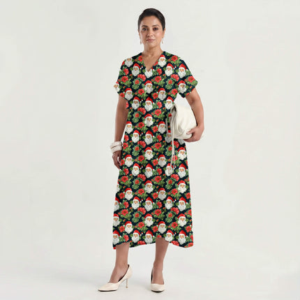 Forest Green Floral Digital Print Fabric for Dress | Regal Festive Wear - Image 6