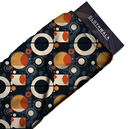 Midnight Blue Geometric Digital Print Fabric for Jacket | Destination Wedding - Image 2