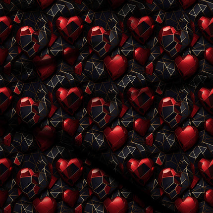 ruby red geometric digital print fabric texture — medium scale closeup