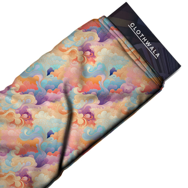Lavender Mist Abstract Digital Print Fabric | Kaftan Co-Ord Dress | Psychedelic Festival Wear | Crepe Silk Print - Image 2