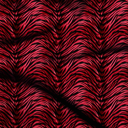 crimson red animal digital print fabric texture — large scale closeup