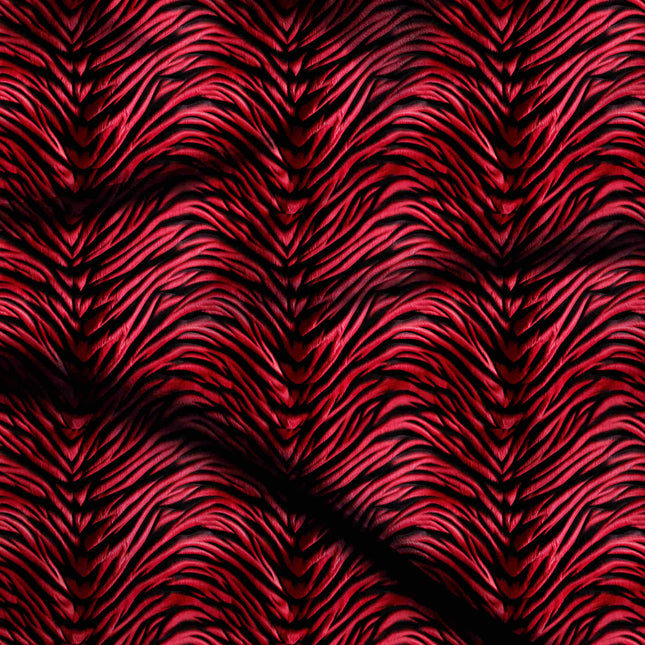 crimson red animal digital print fabric texture — large scale closeup